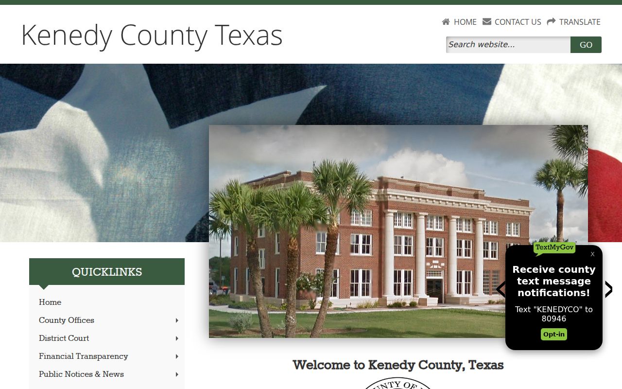 Kenedy County criminal history courthouse office directory