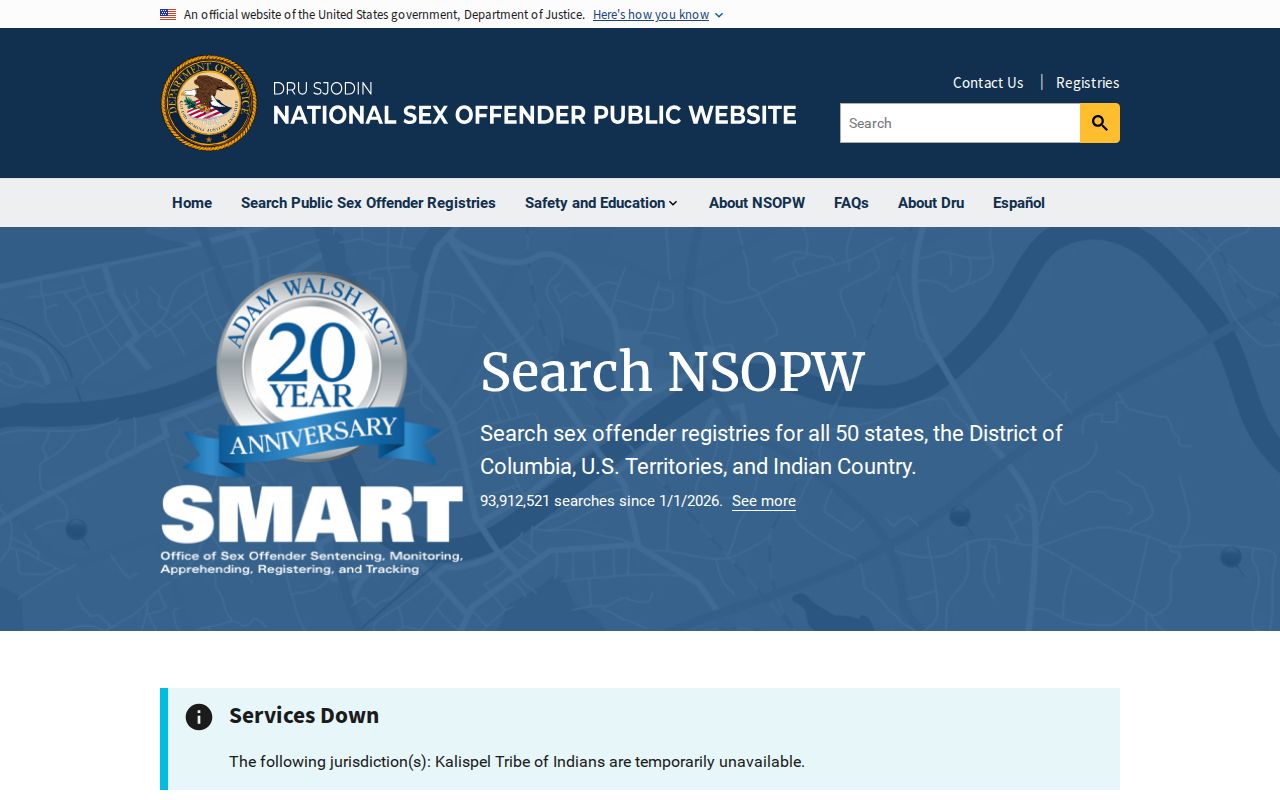 NSOPW national search used with a Kenedy County sex offender registry check